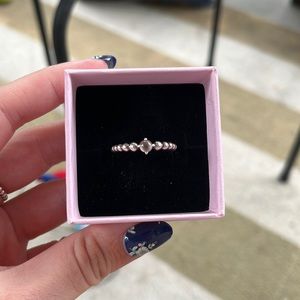 Pandora April Milky White Beaded Ring